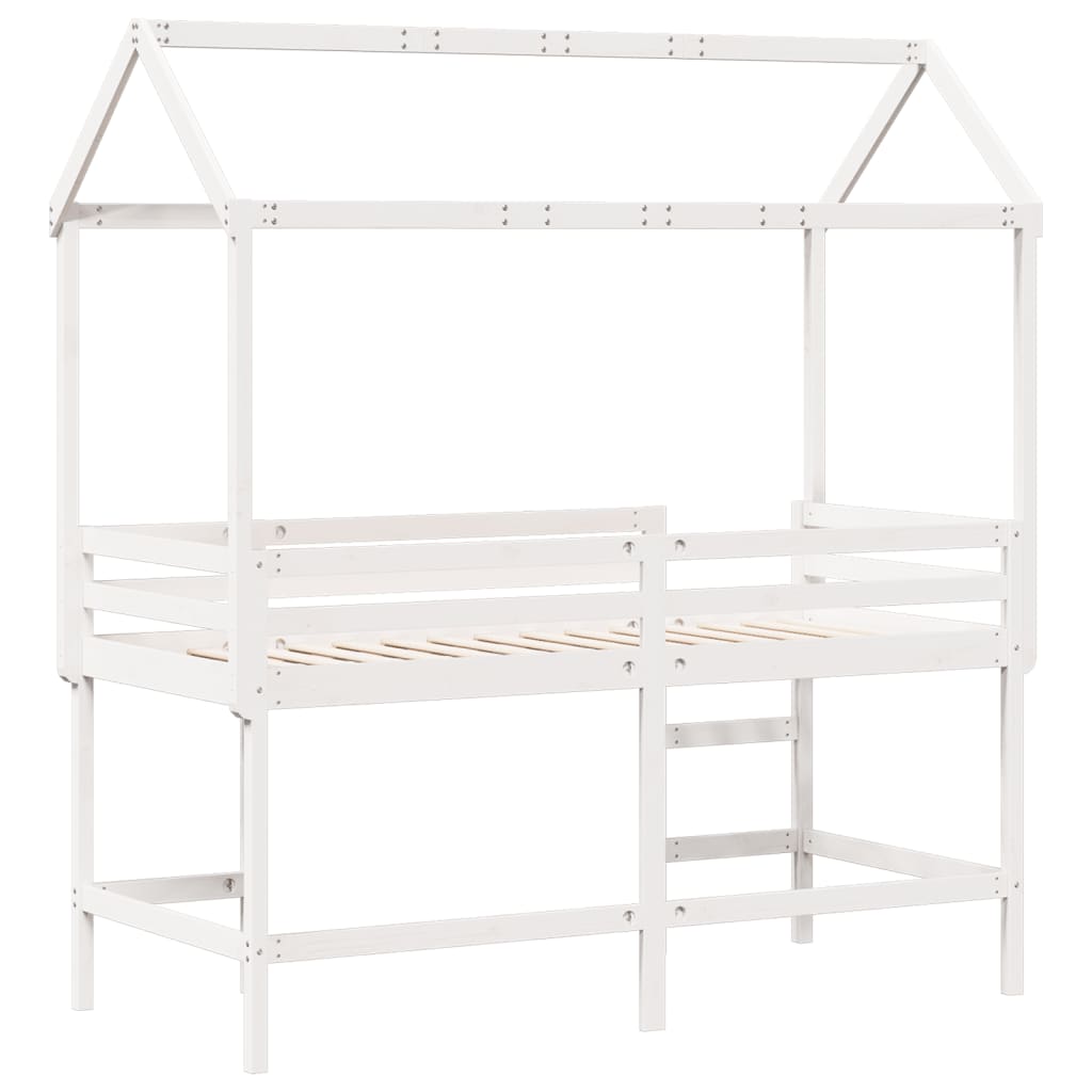 Loft Bed with Ladder and Roof without Mattress White 90x190 cm Single