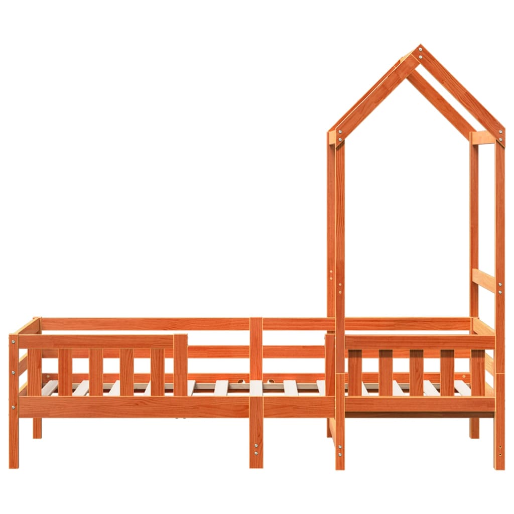 Bed Frame with Roof without Mattress Wax Brown 100x200 cm