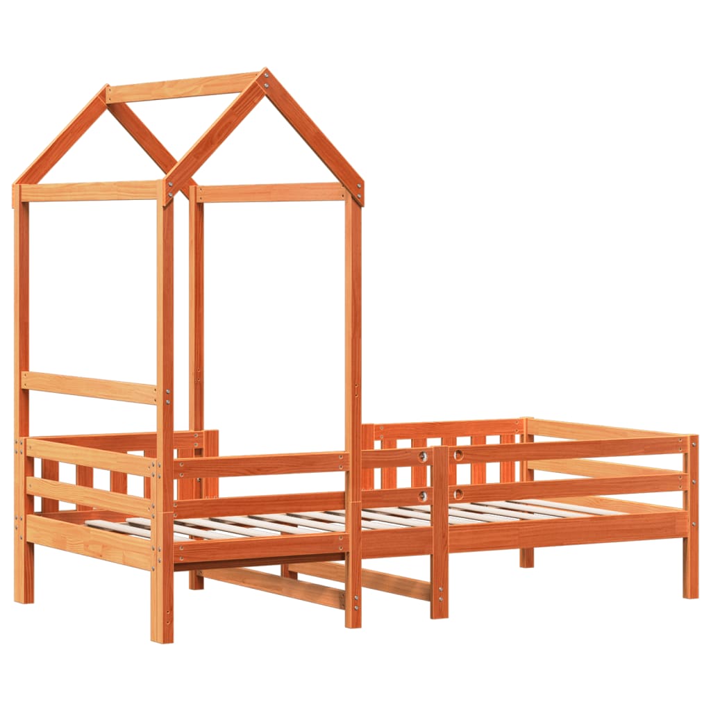 Bed Frame with Roof without Mattress Wax Brown 100x200 cm