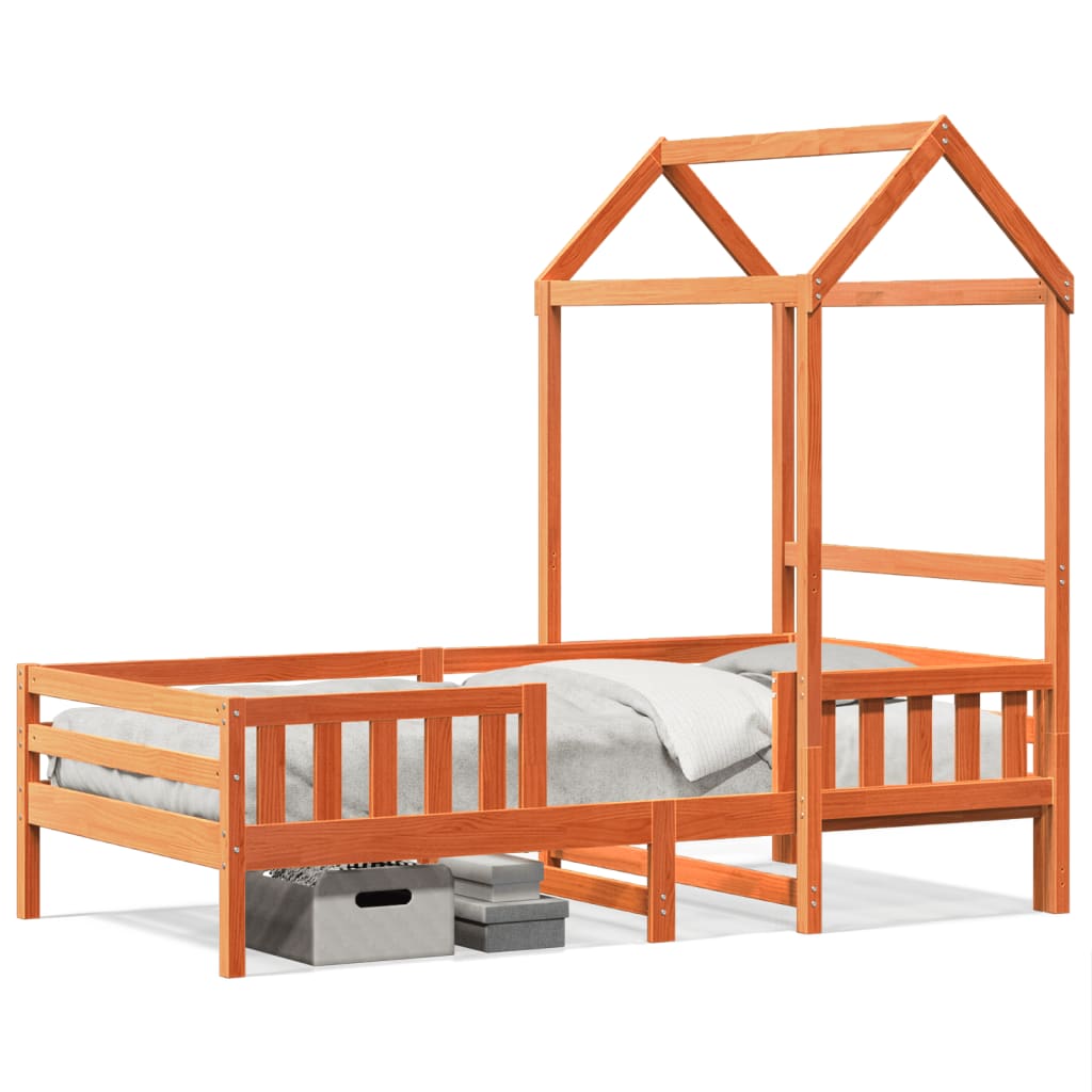 Bed Frame with Roof without Mattress Wax Brown 90x190 cm Single