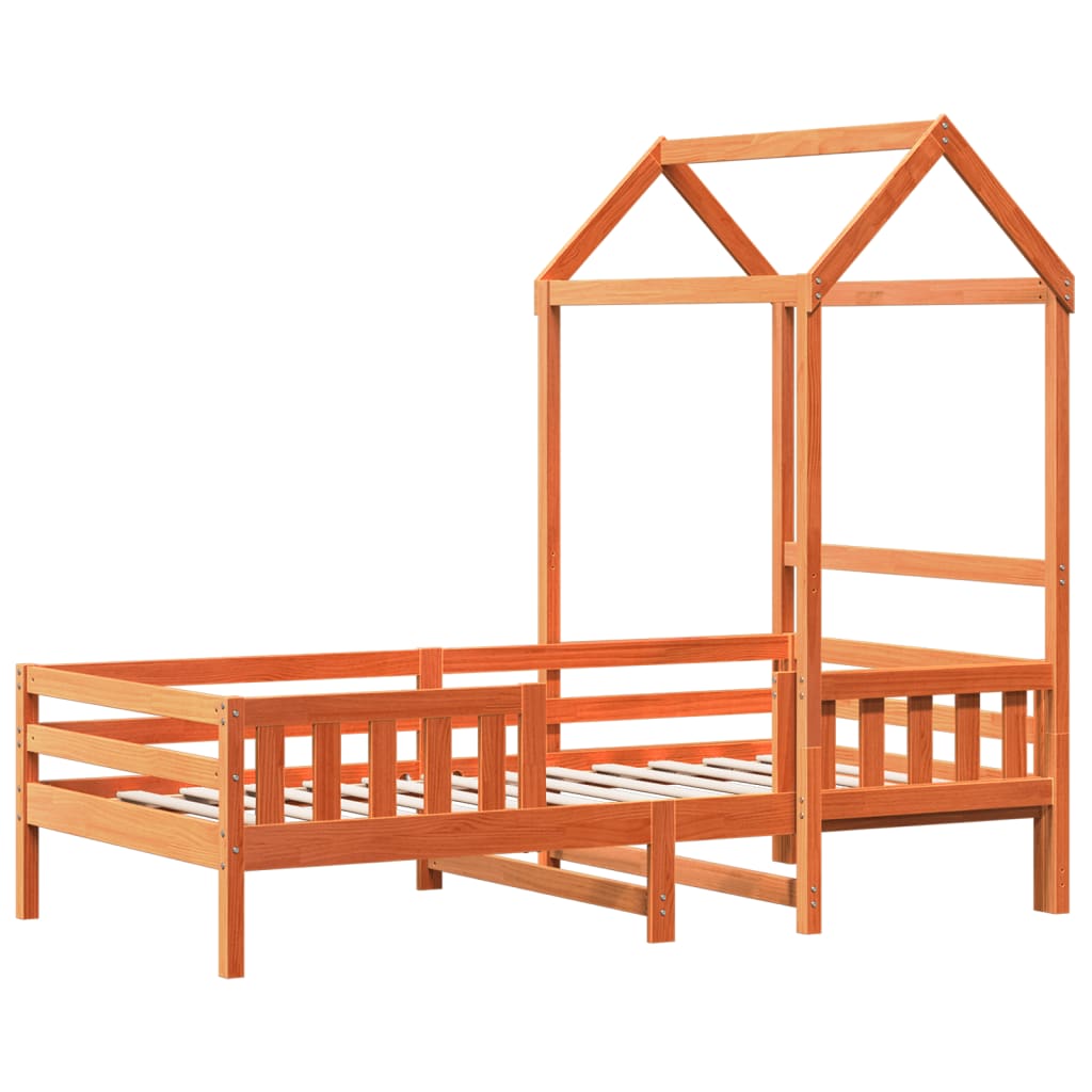 Bed Frame with Roof without Mattress Wax Brown 90x190 cm Single