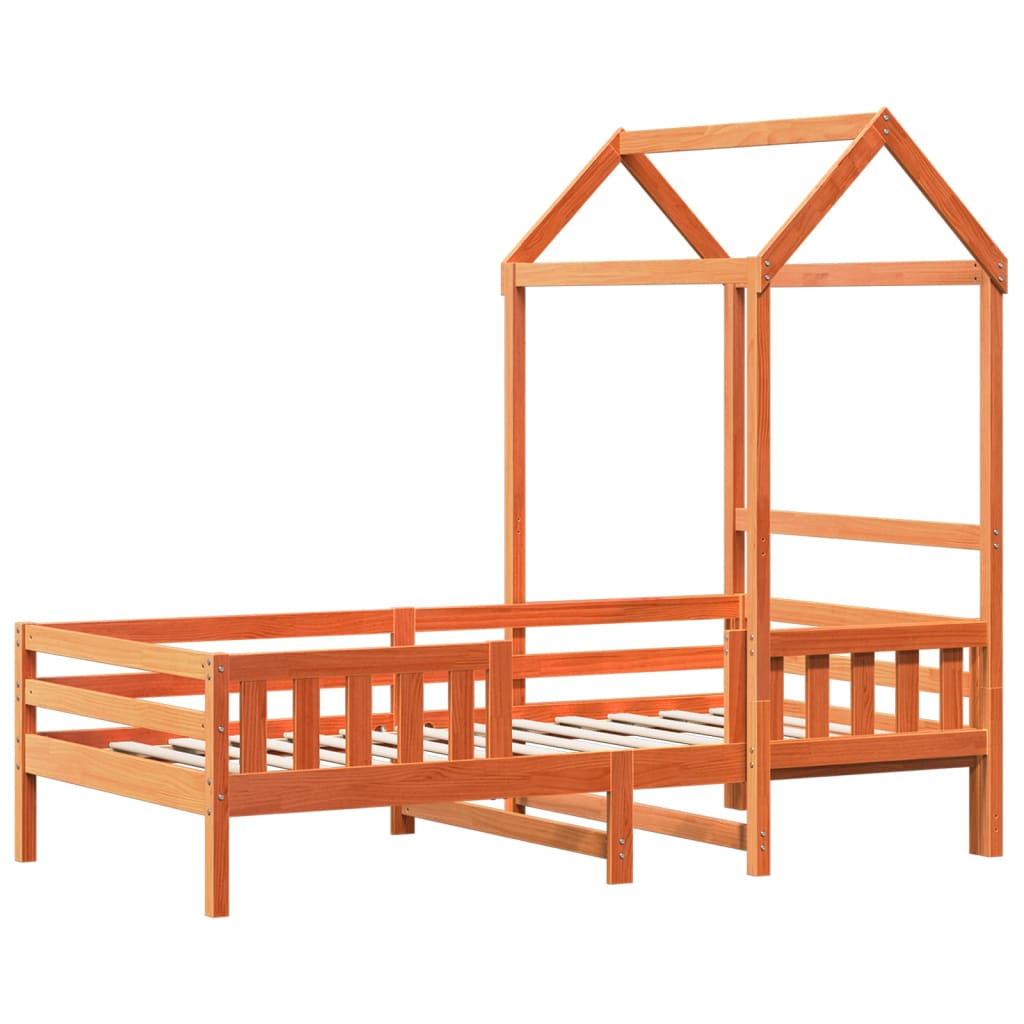 Bed Frame with Roof without Mattress Wax Brown 75x190 cm Small Single