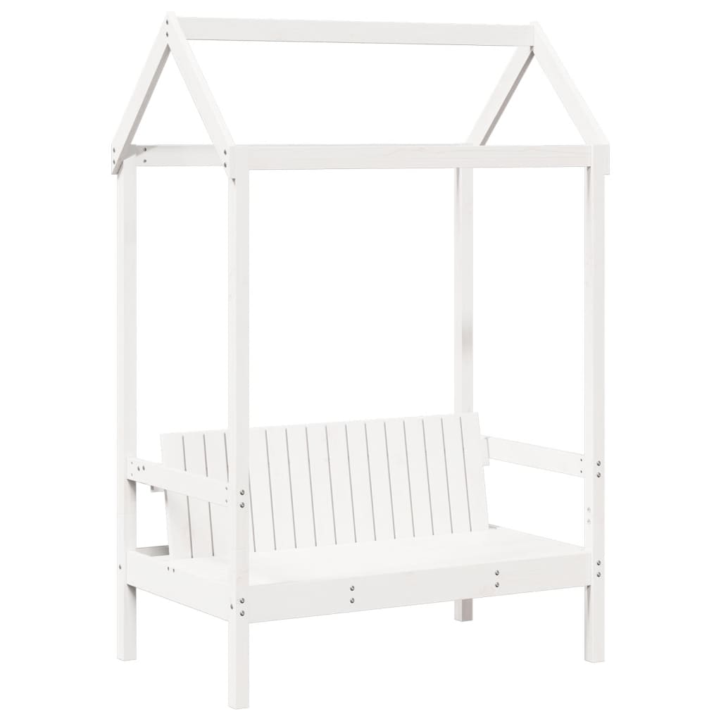 Bed and Bench Set with Roof without Mattress White 100x200 cm