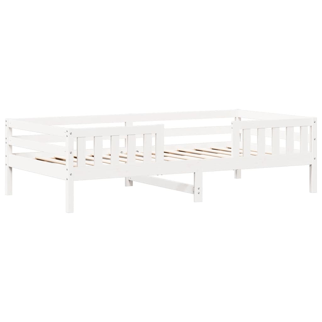 Bed and Bench Set with Roof without Mattress White 100x200 cm