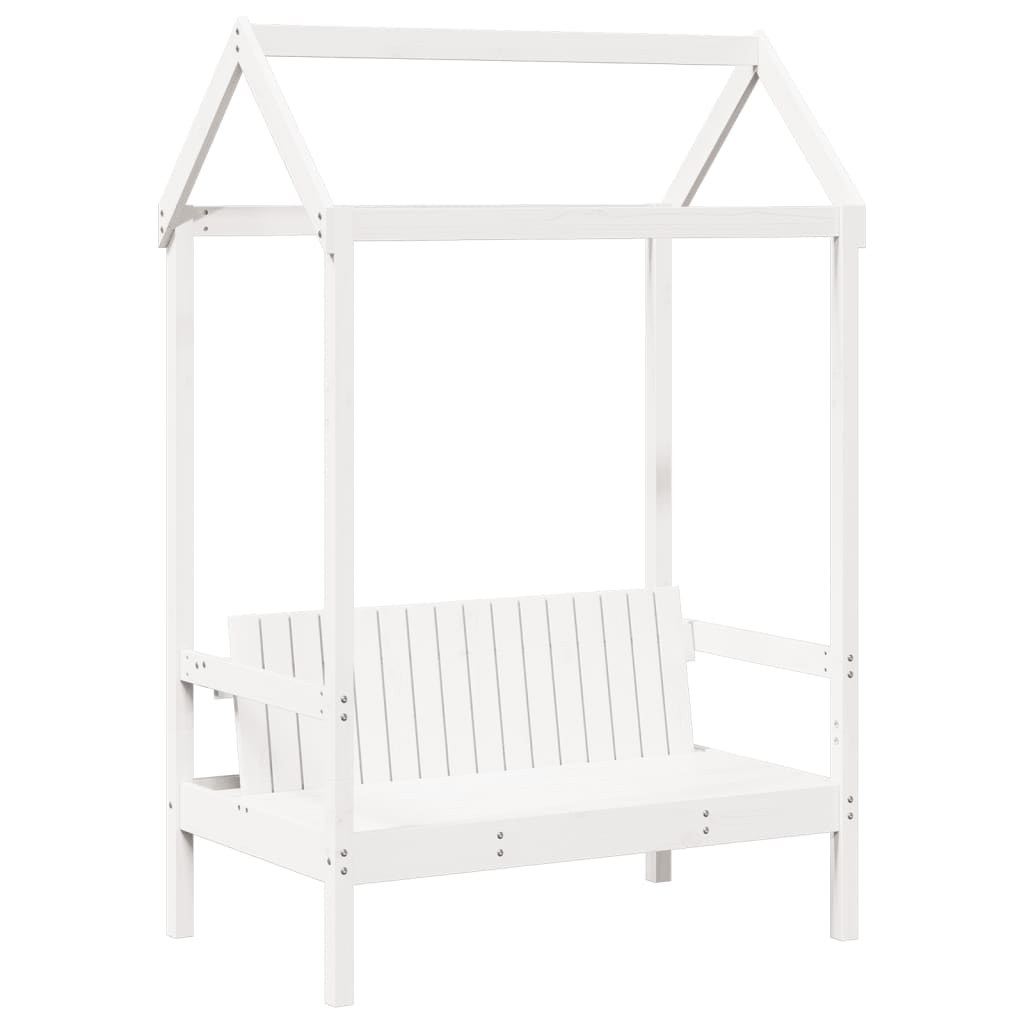 Bed and Bench Set with Roof without Mattress White 80x200 cm
