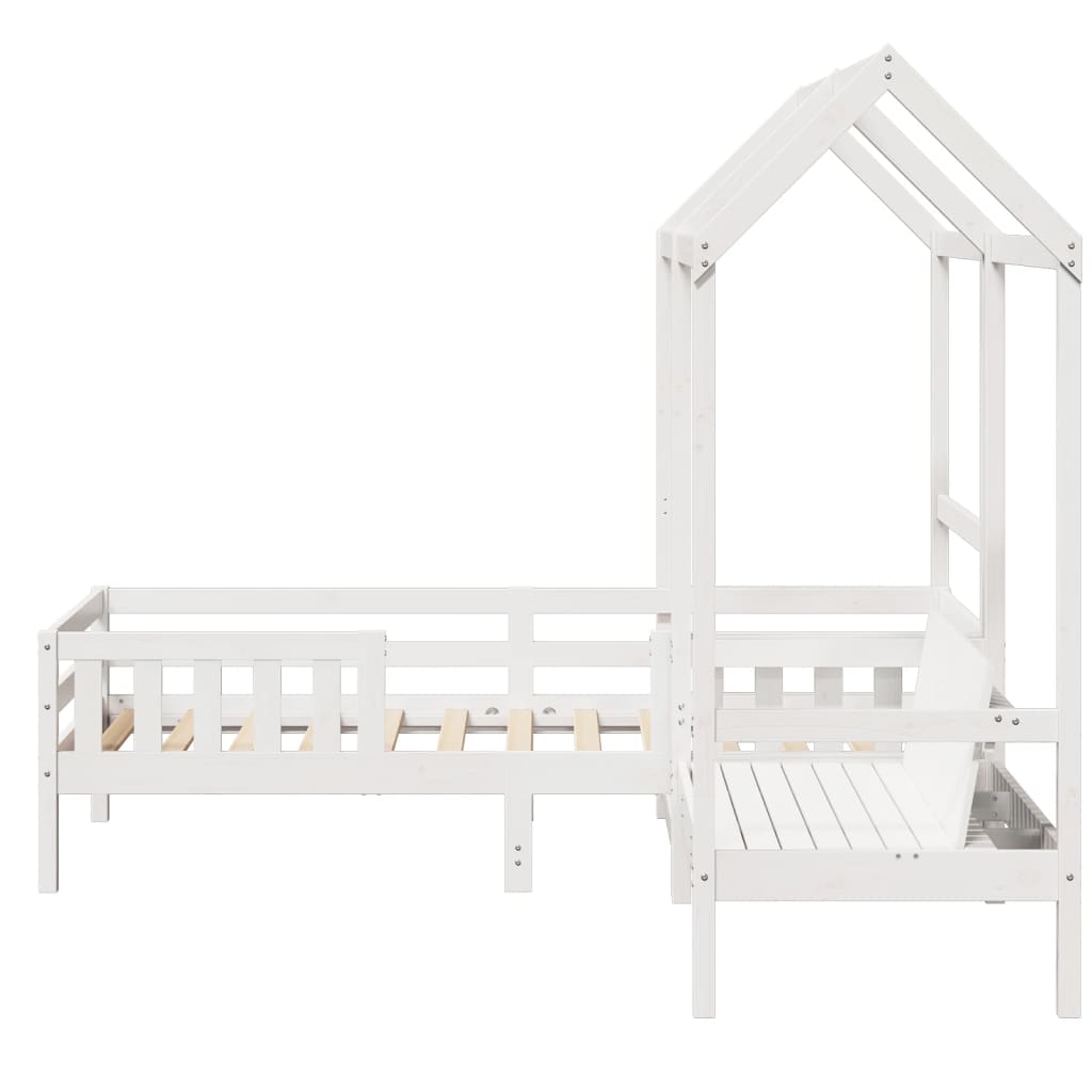 Bed and Bench Set with Roof without Mattress White 80x200 cm