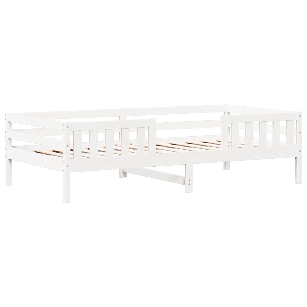 Bed and Bench Set with Roof without Mattress White 75x190 cm Small Single