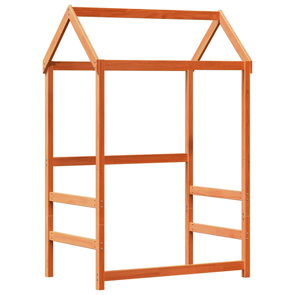 Bed and Bench Set with Roof without Mattress Wax Brown 75x190 cm Small Single