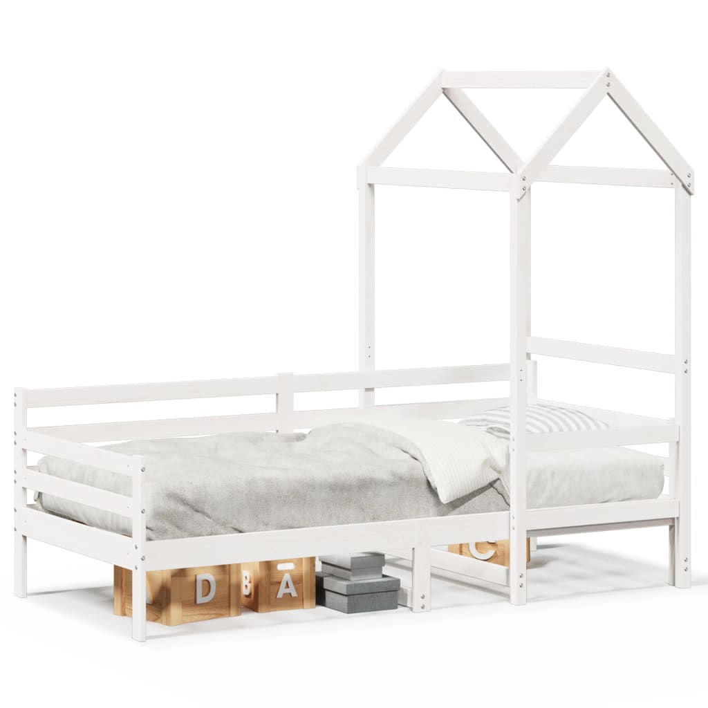 Day Bed with Roof without Mattress White 80x200 cm Solid Wood