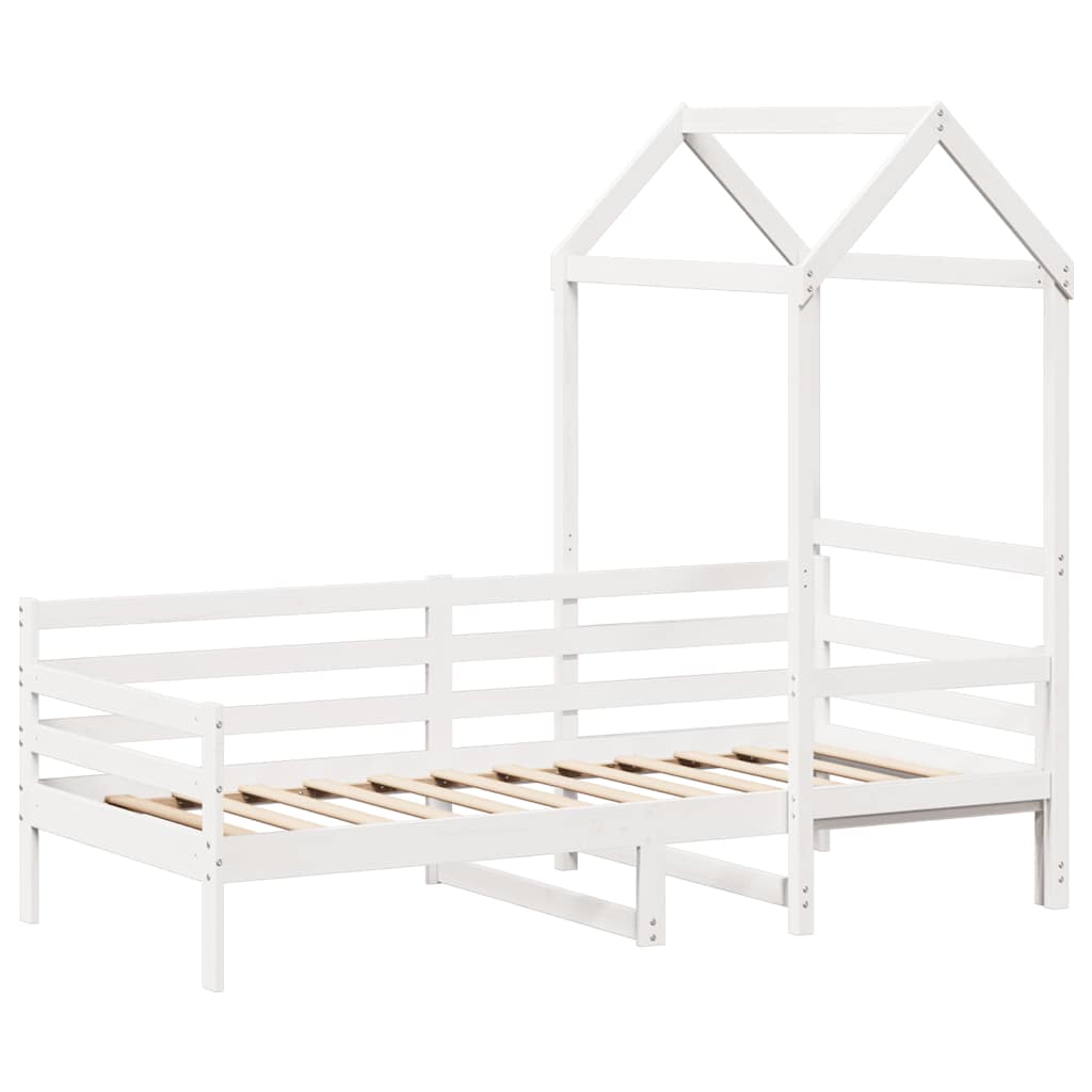 Day Bed with Roof without Mattress White 80x200 cm Solid Wood
