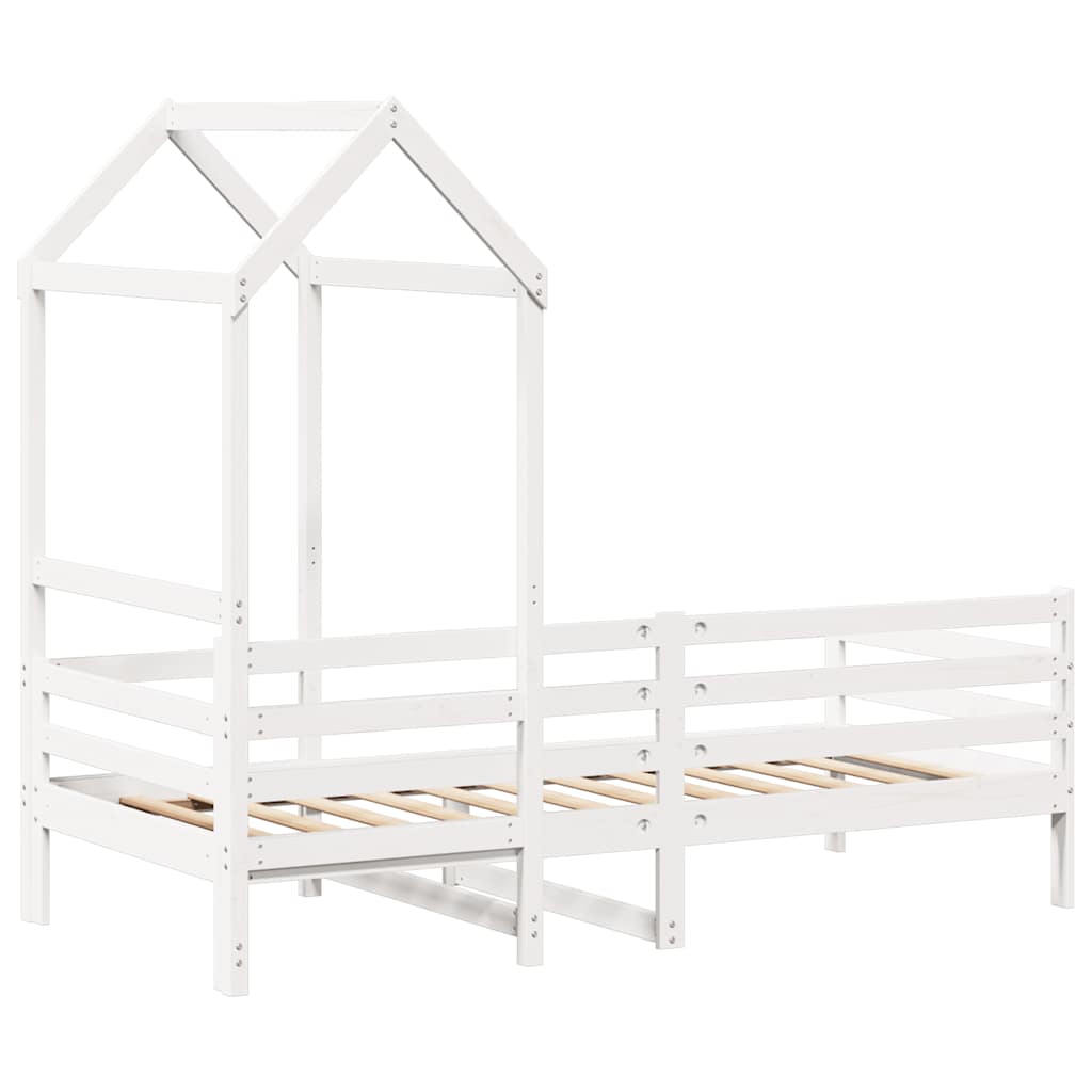 Day Bed with Roof without Mattress White 80x200 cm Solid Wood