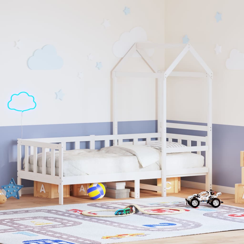 Day Bed with Roof without Mattress White 80x200 cm Solid Wood
