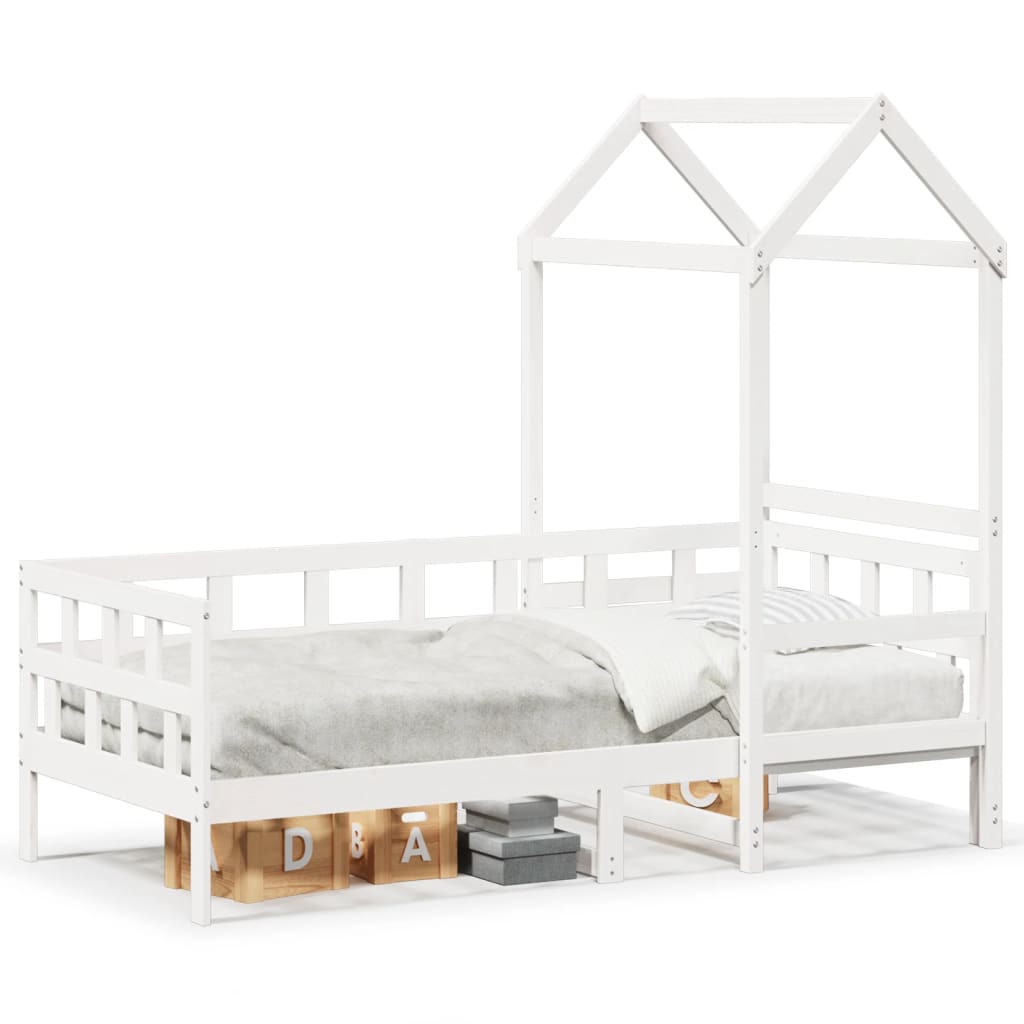 Day Bed with Roof without Mattress White 80x200 cm Solid Wood