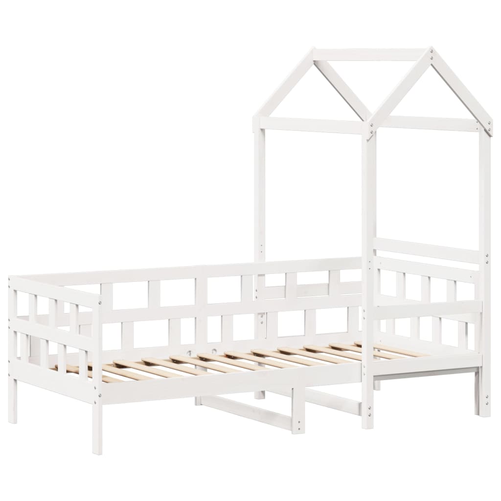 Day Bed with Roof without Mattress White 80x200 cm Solid Wood