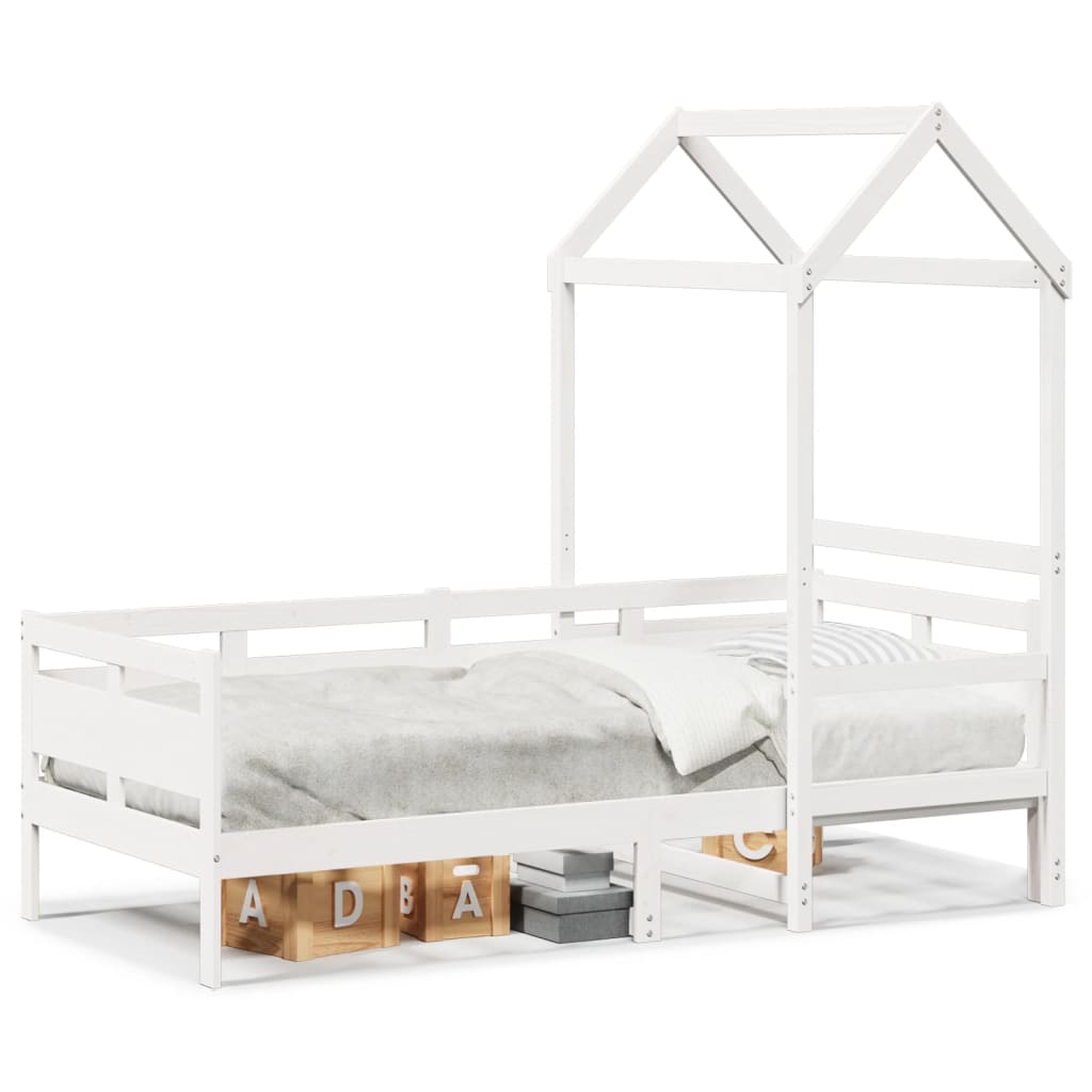 Day Bed with Roof without Mattress White 80x200 cm Solid Wood