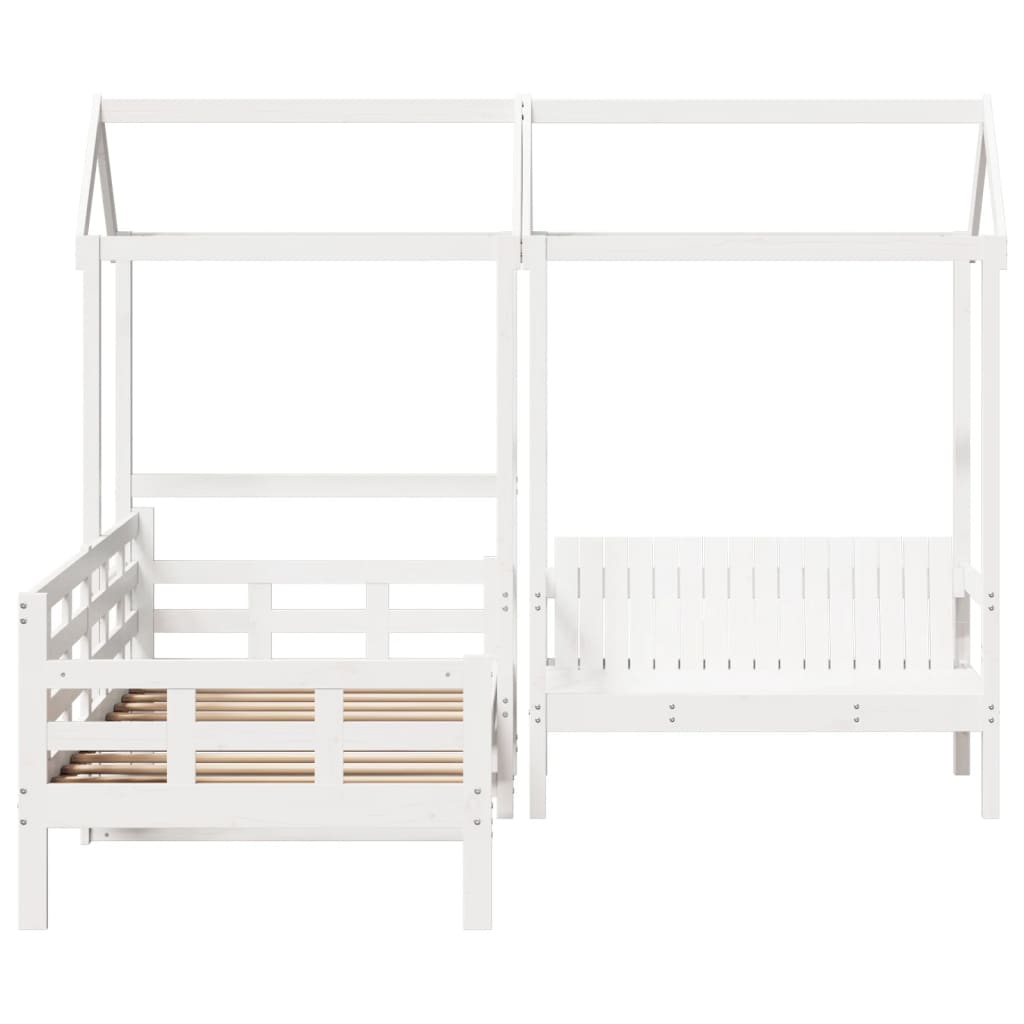 Day Bed and Bench Set with Roof without Mattress White 80x200 cm