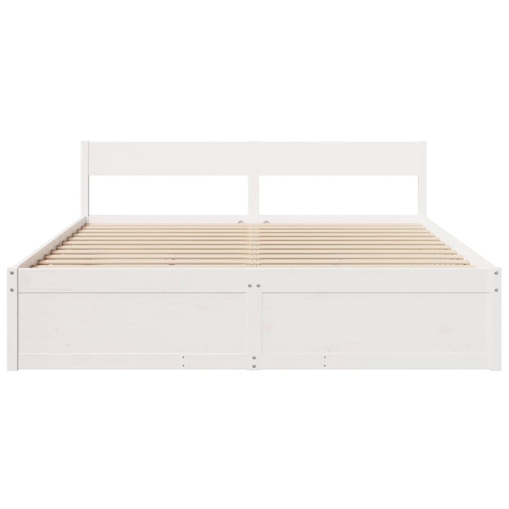 Bed Frame without Mattress White 200x200 cm Solid Wood Pine