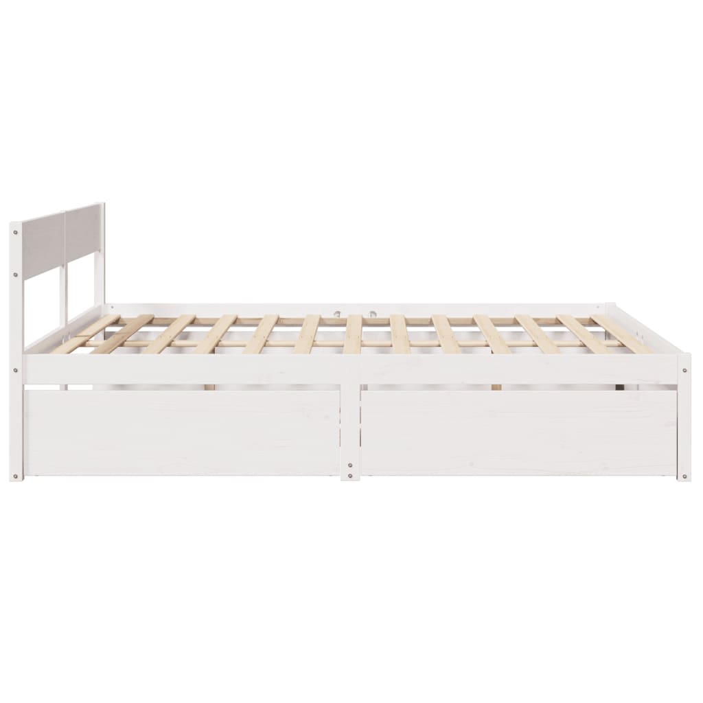 Bed Frame without Mattress White 200x200 cm Solid Wood Pine