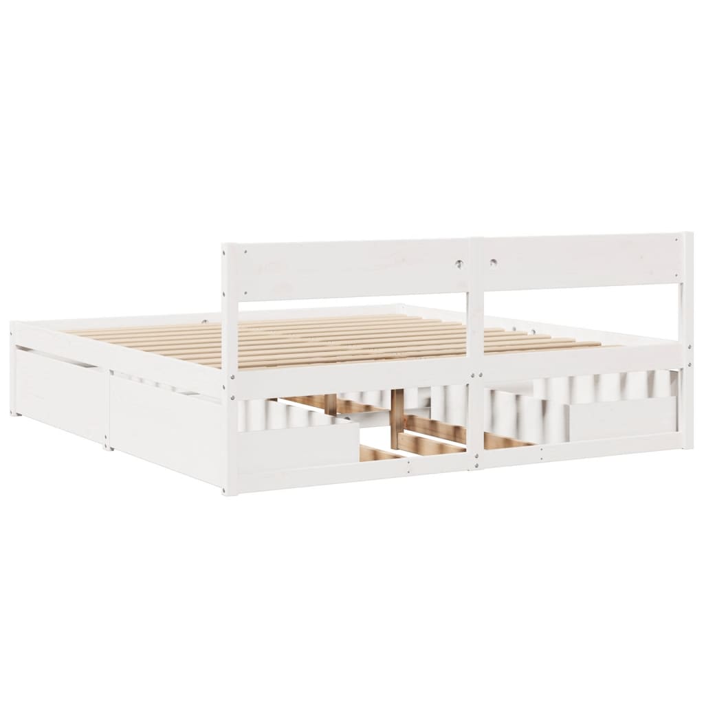 Bed Frame without Mattress White 200x200 cm Solid Wood Pine