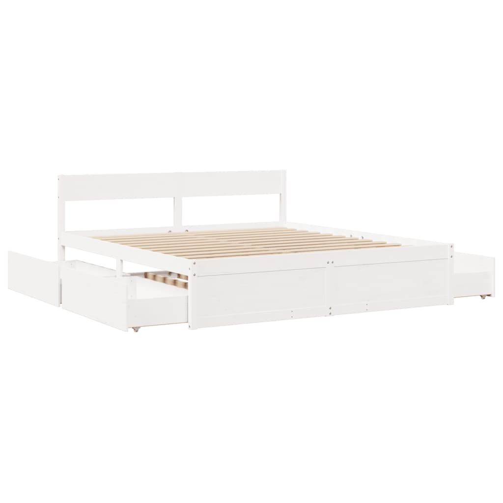 Bed Frame without Mattress White 200x200 cm Solid Wood Pine