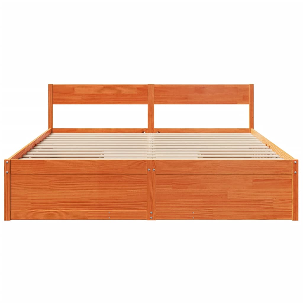 Bed Frame without Mattress Wax Brown 180x200 cm Super King Solid Wood Pine