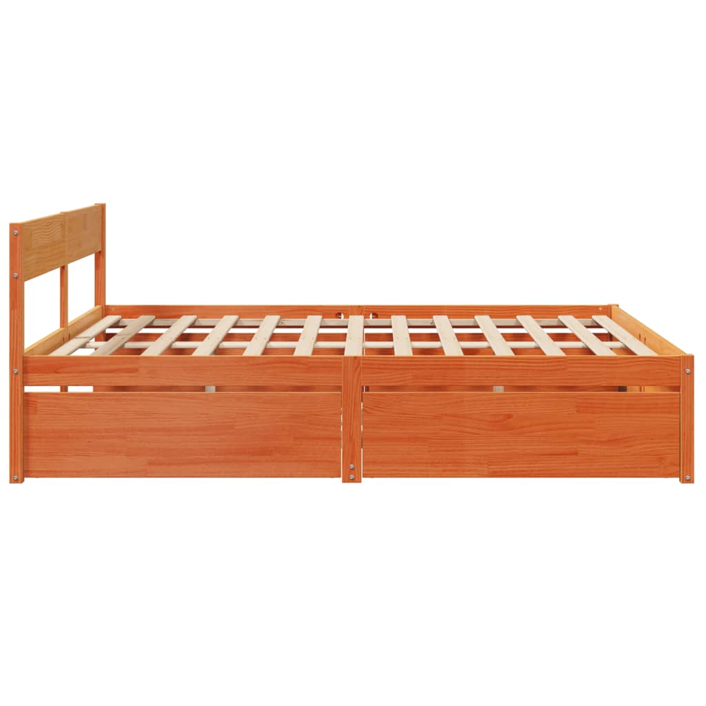 Bed Frame without Mattress Wax Brown 180x200 cm Super King Solid Wood Pine