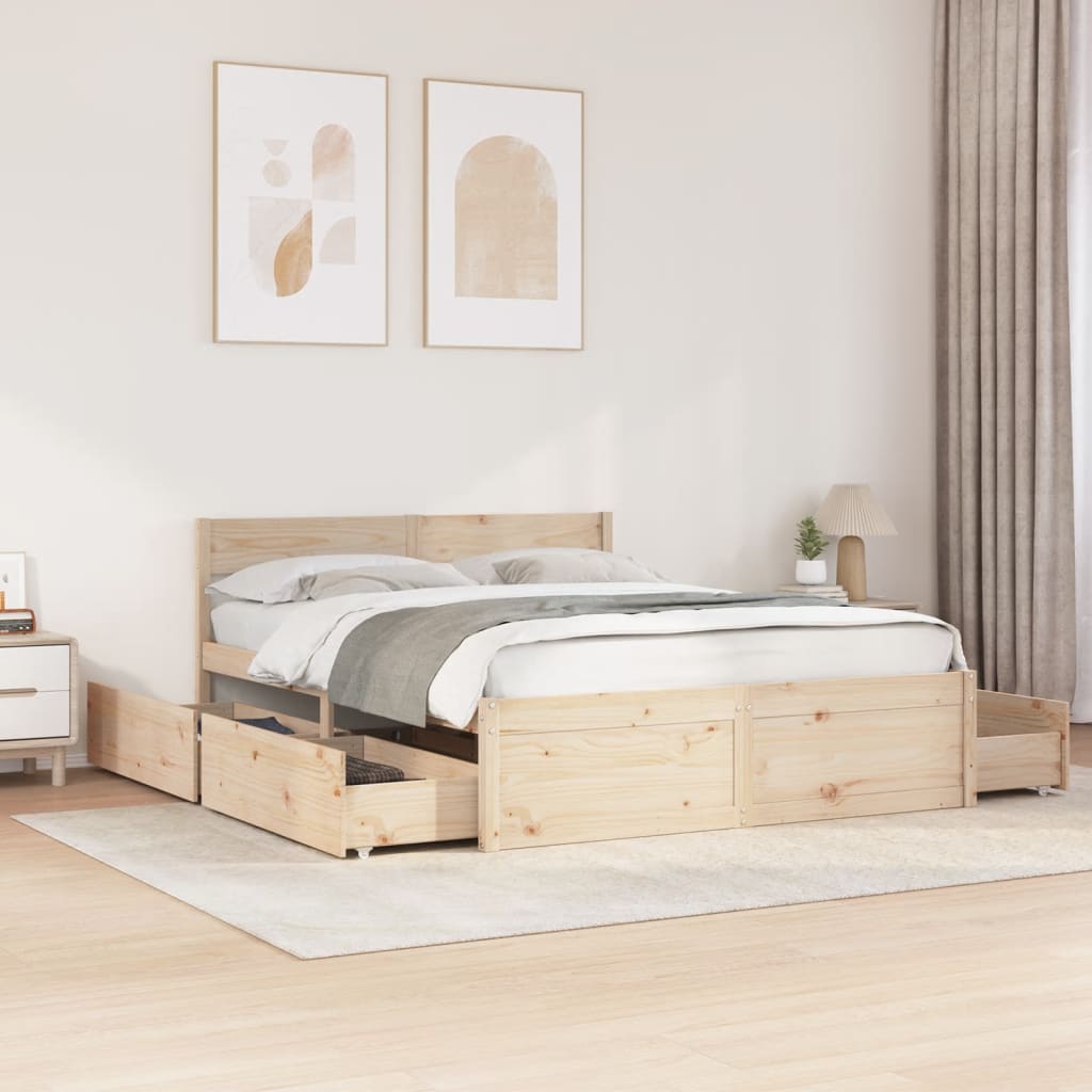 Bed Frame without Mattress 160x200 cm Solid Wood Pine