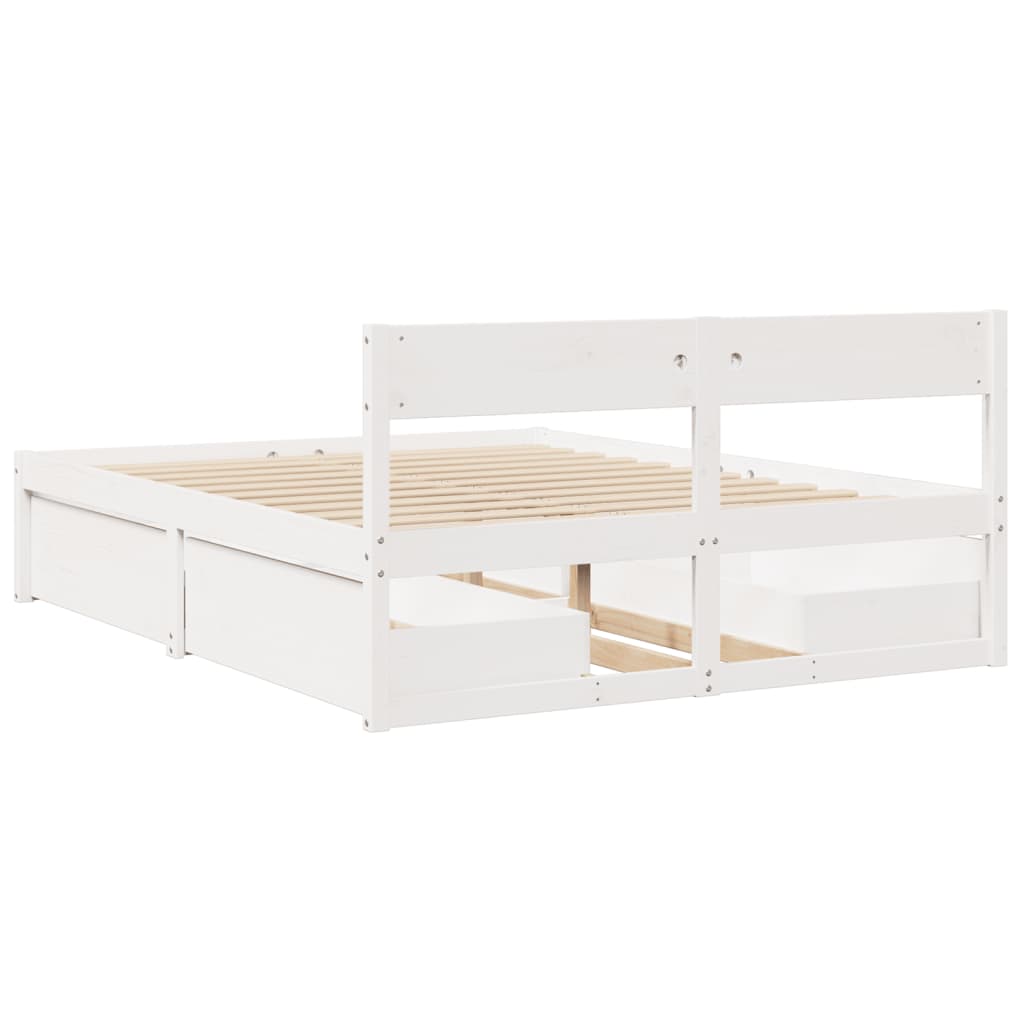 Bed Frame without Mattress White 160x200 cm Solid Wood Pine