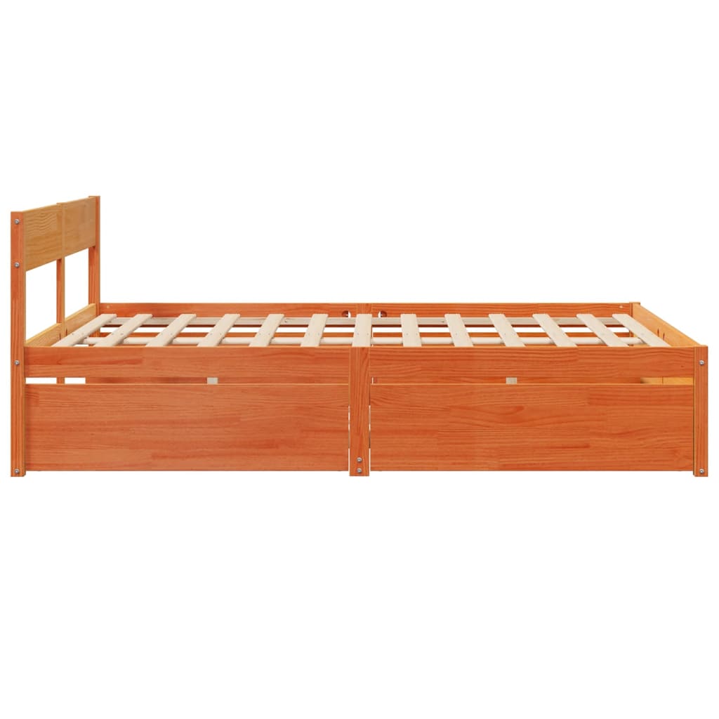 Bed Frame without Mattress Wax Brown 160x200 cm Solid Wood Pine