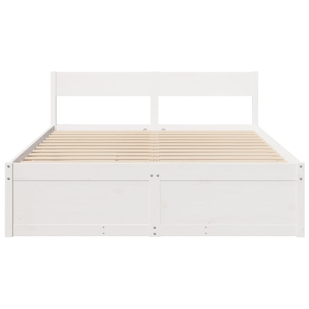 Bed Frame without Mattress White 150x200 cm King Size Solid Wood Pine
