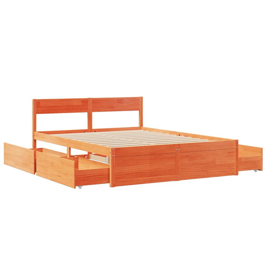 Bed Frame without Mattress Wax Brown 140x200 cm Solid Wood Pine