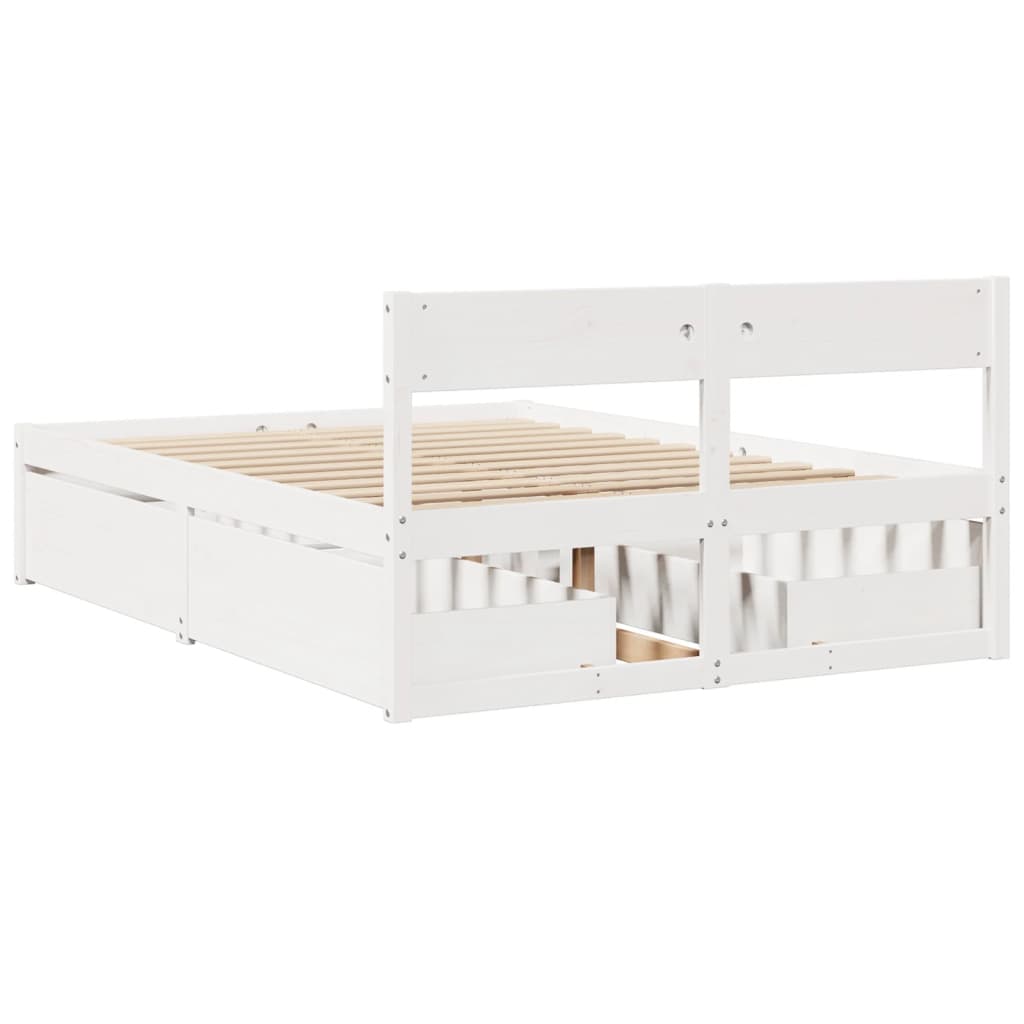 Bed Frame without Mattress White 120x200 cm Solid Wood Pine