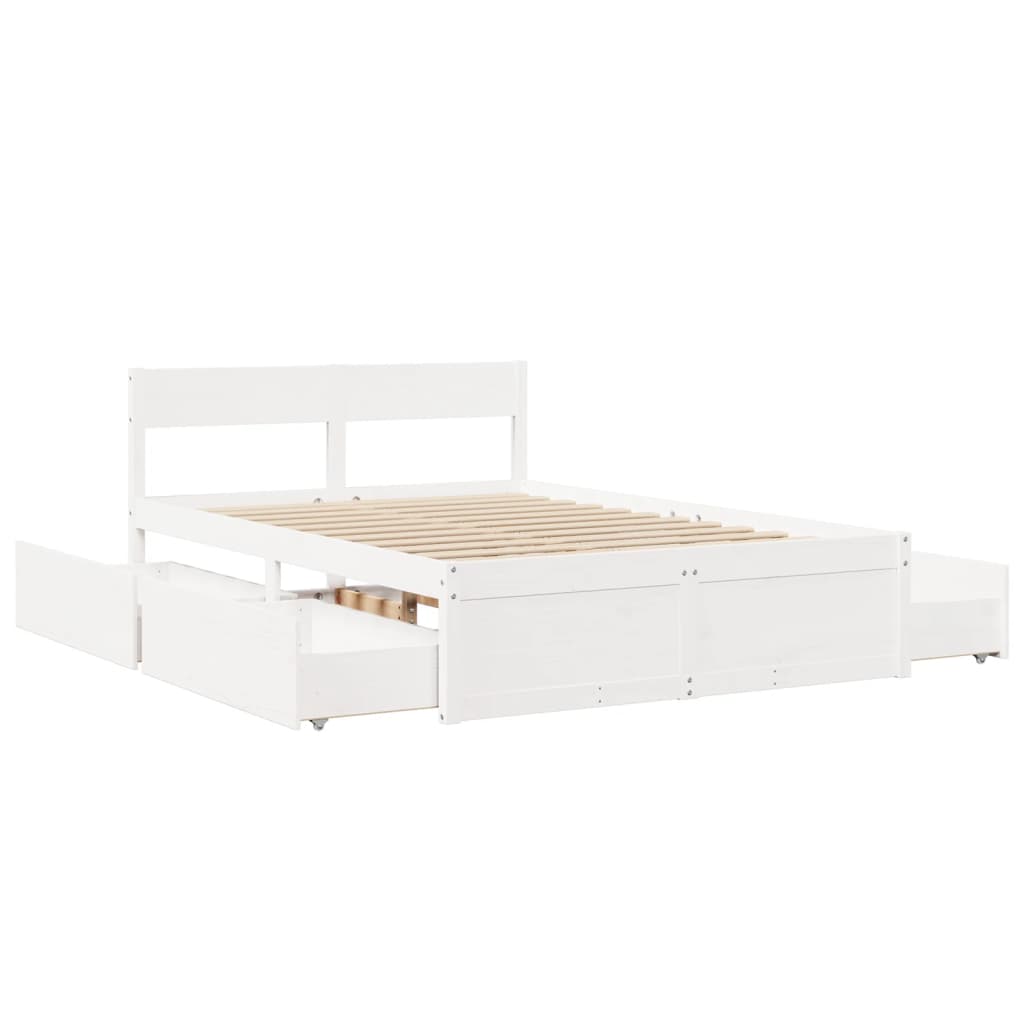 Bed Frame without Mattress White 120x200 cm Solid Wood Pine