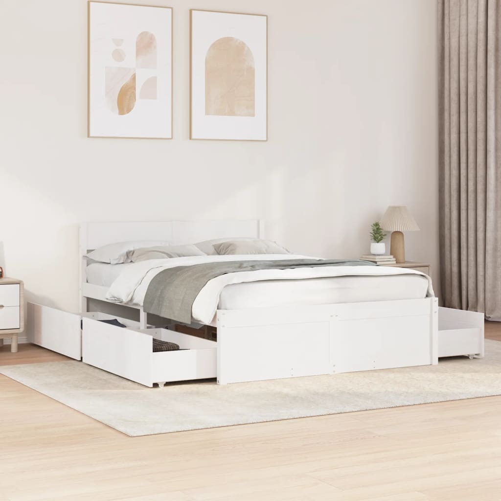 Bed Frame without Mattress White 120x200 cm Solid Wood Pine