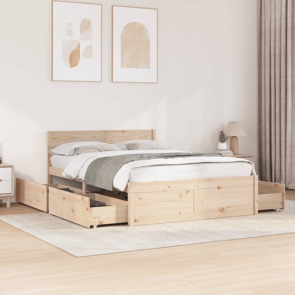 Bed Frame without Mattress 140x190 cm Solid Wood Pine