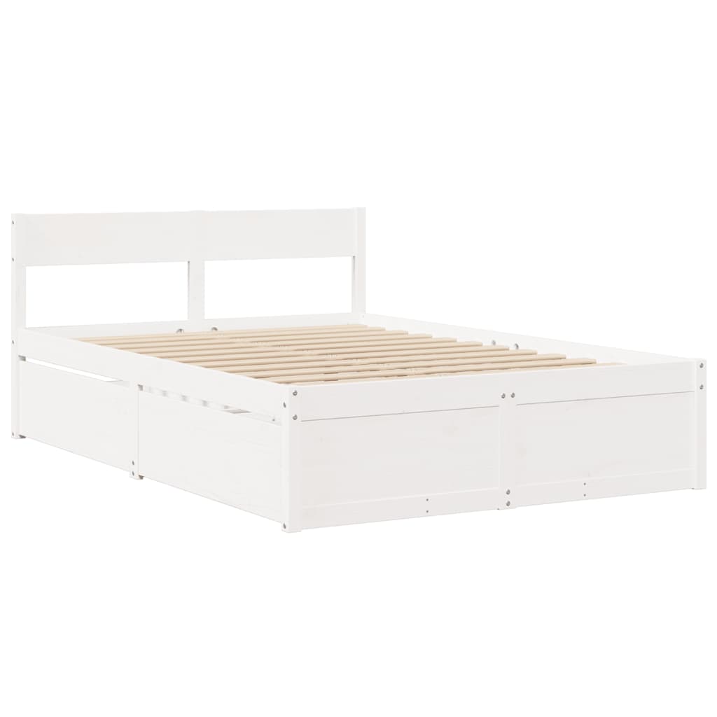 Bed Frame without Mattress White 140x190 cm Solid Wood Pine