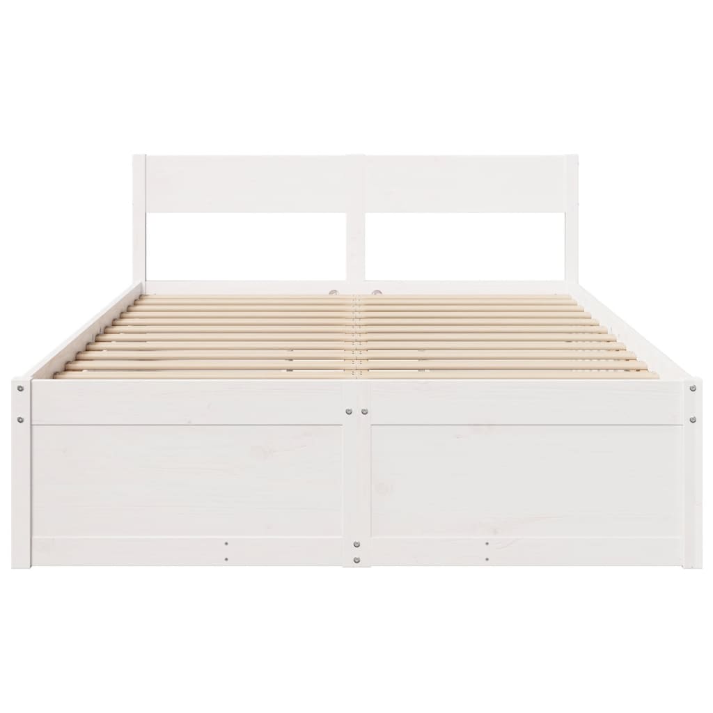 Bed Frame without Mattress White 140x190 cm Solid Wood Pine