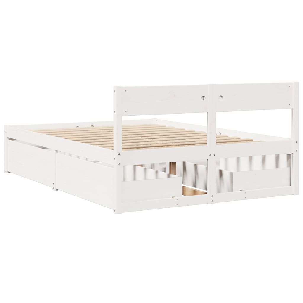 Bed Frame without Mattress White 140x190 cm Solid Wood Pine