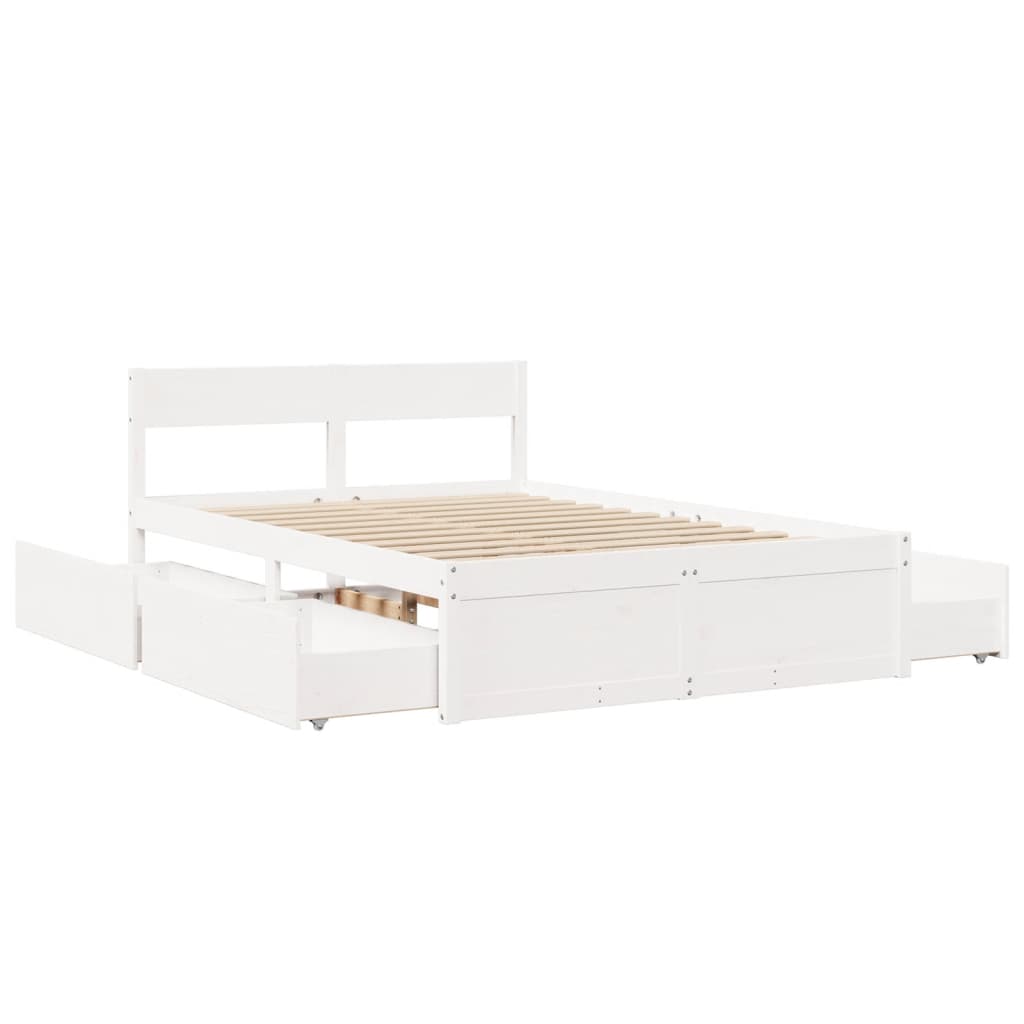 Bed Frame without Mattress White 140x190 cm Solid Wood Pine