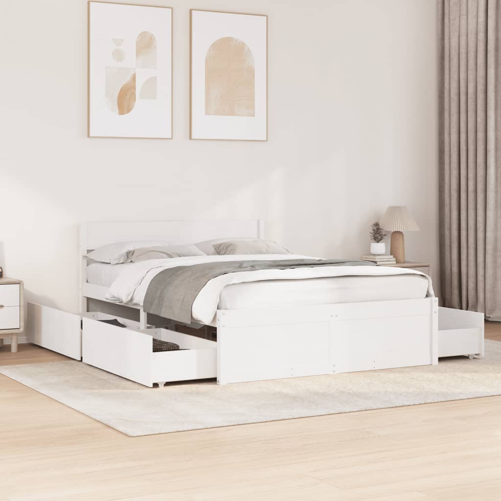 Bed Frame without Mattress White 140x190 cm Solid Wood Pine