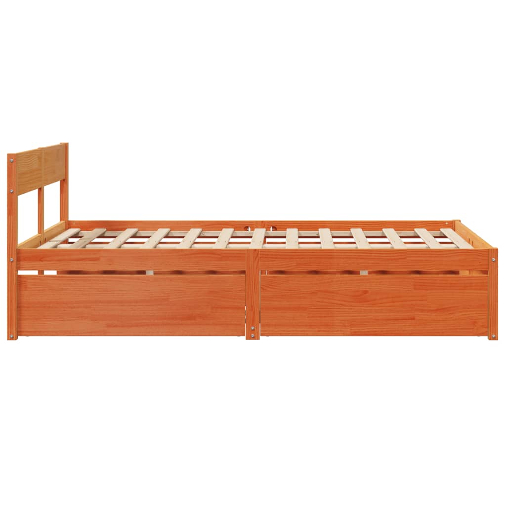Bed Frame without Mattress Wax Brown 140x190 cm Solid Wood Pine