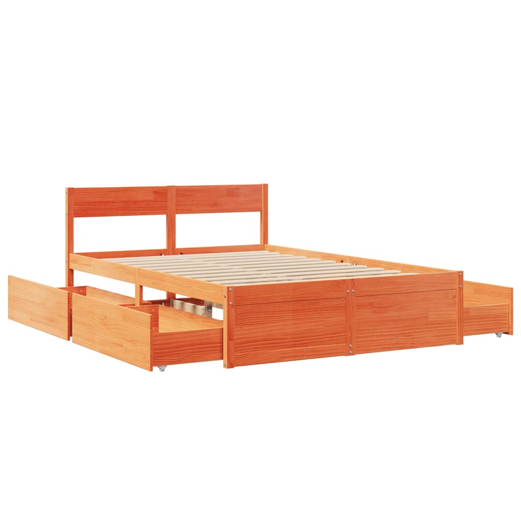 Bed Frame without Mattress Wax Brown 120x190 cm Small Double Solid Wood Pine