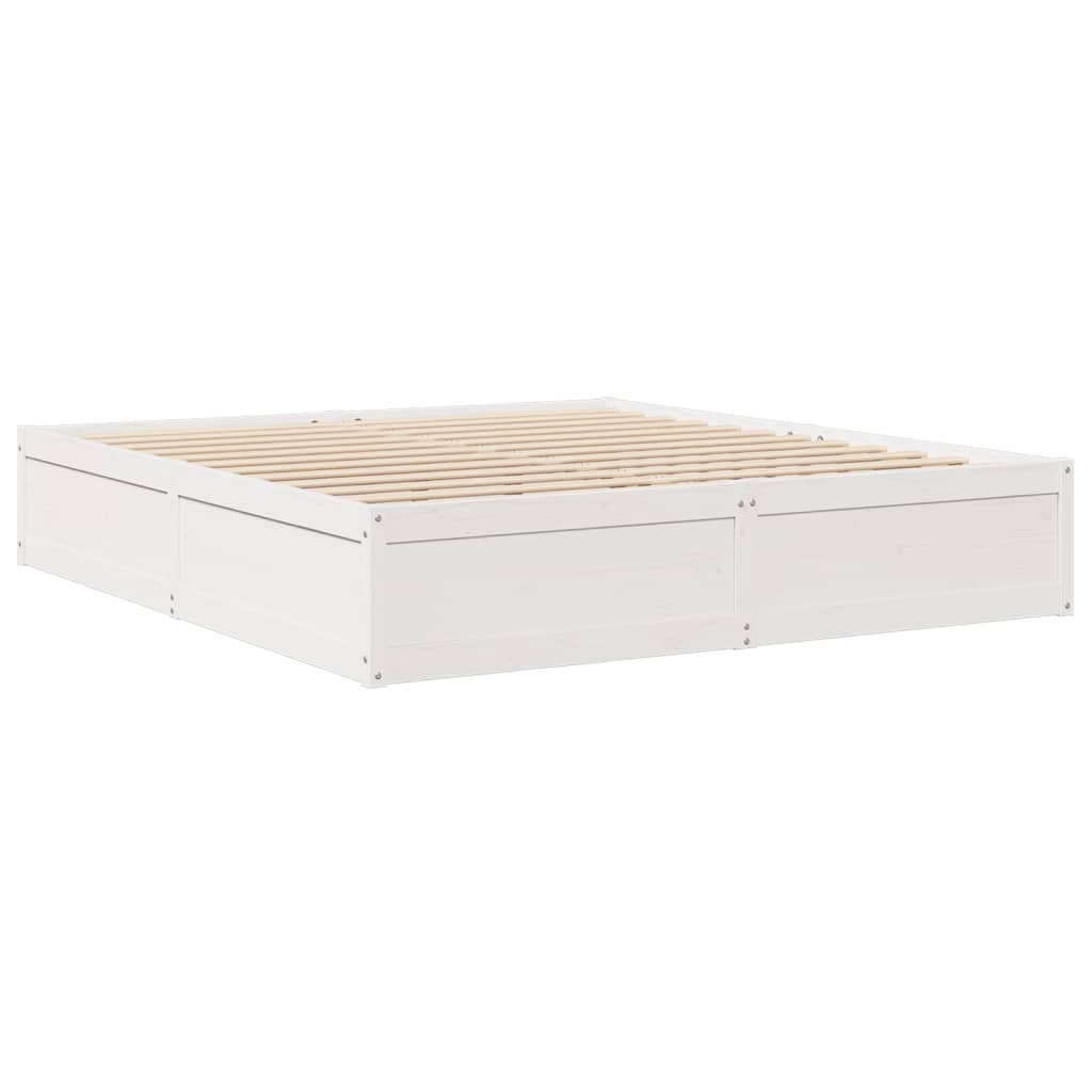Bed Frame without Mattress White 200x200 cm Solid Wood Pine