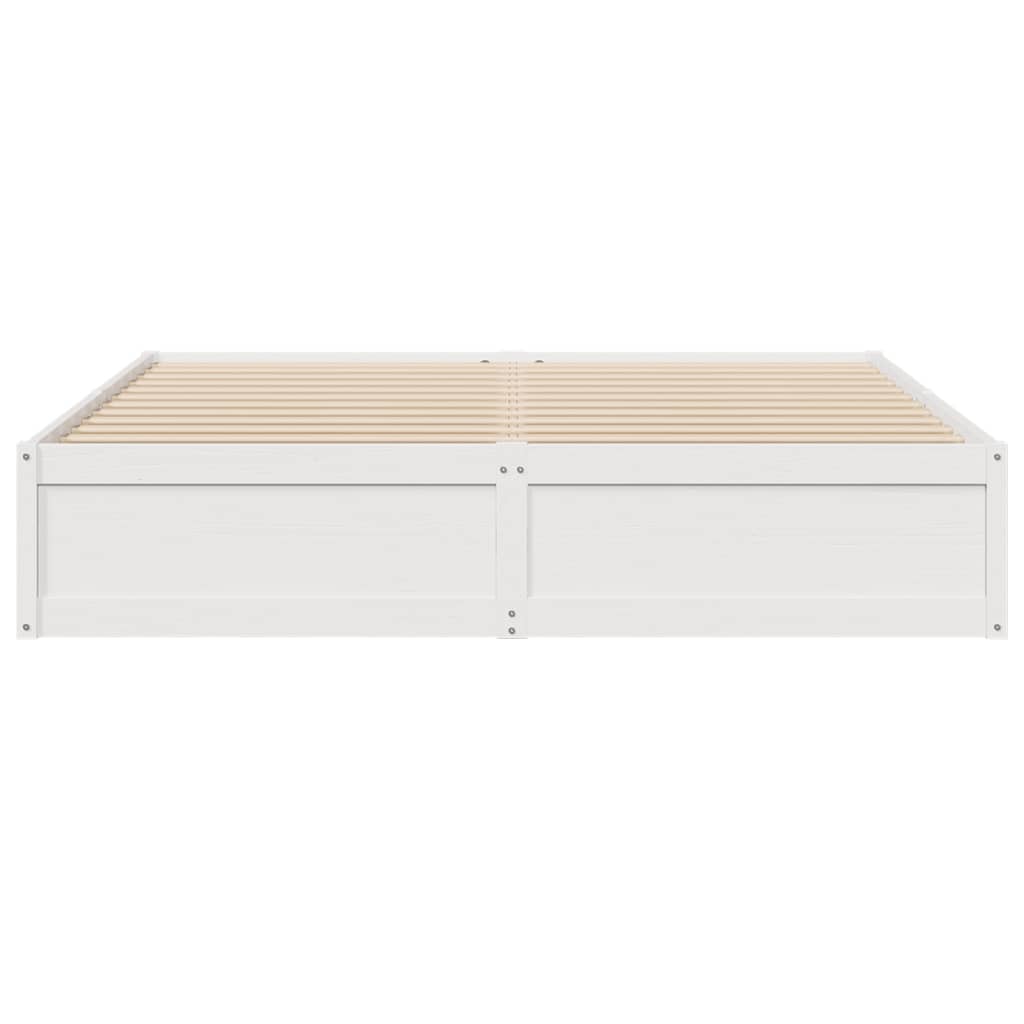 Bed Frame without Mattress White 200x200 cm Solid Wood Pine