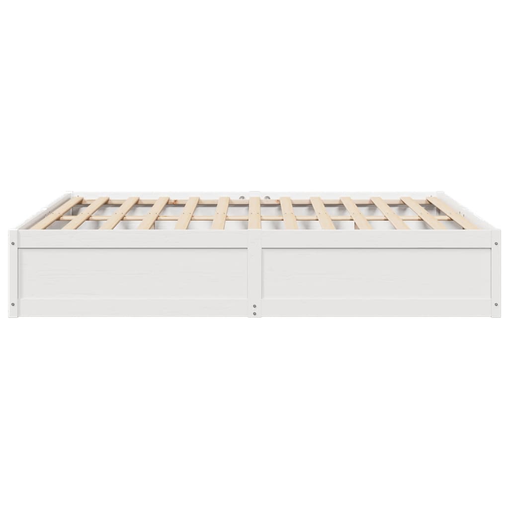 Bed Frame without Mattress White 200x200 cm Solid Wood Pine