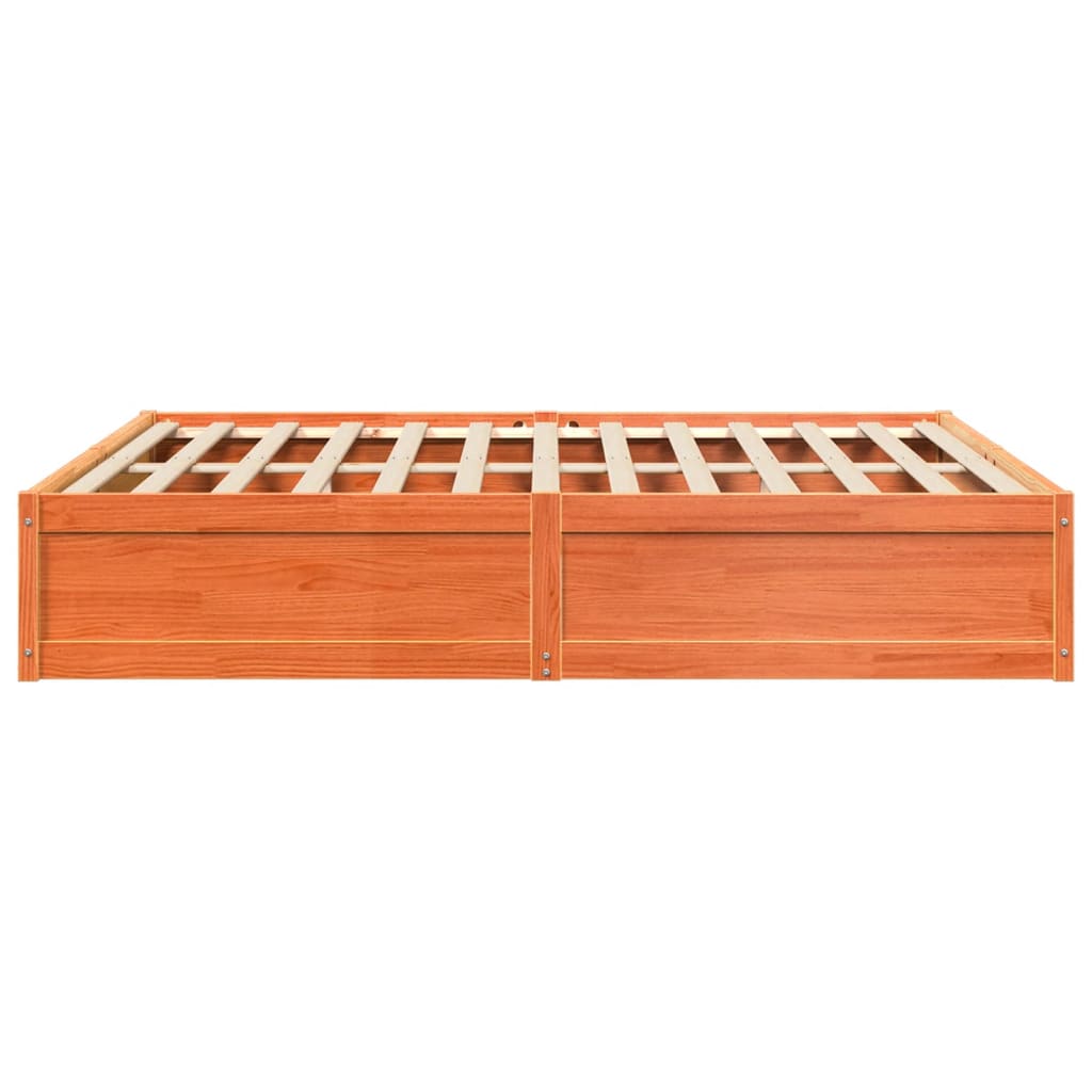 Bed Frame without Mattress Wax Brown 200x200 cm Solid Wood Pine