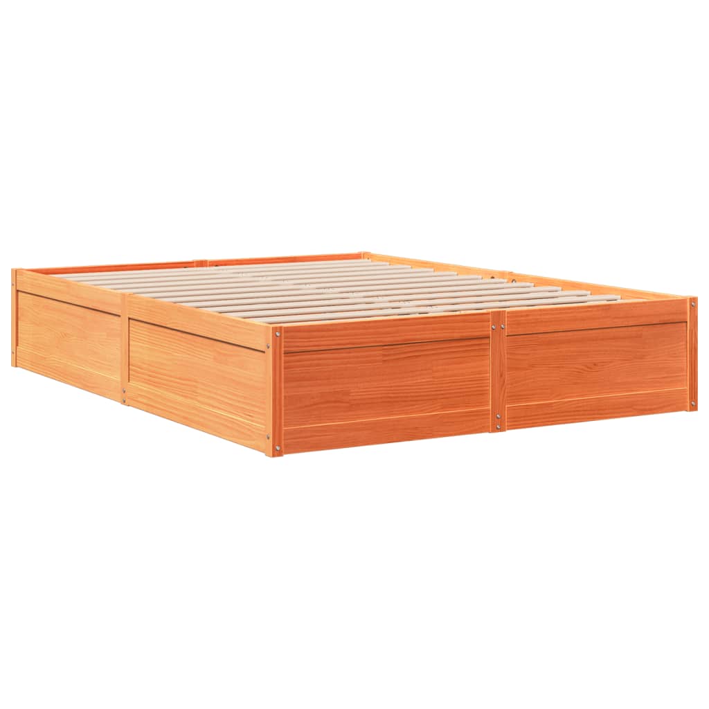 Bed Frame without Mattress Wax Brown 160x200 cm Solid Wood Pine