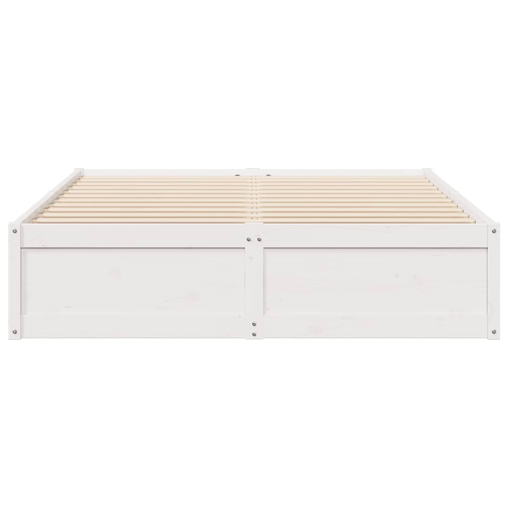 Bed Frame without Mattress White 150x200 cm King Size Solid Wood Pine