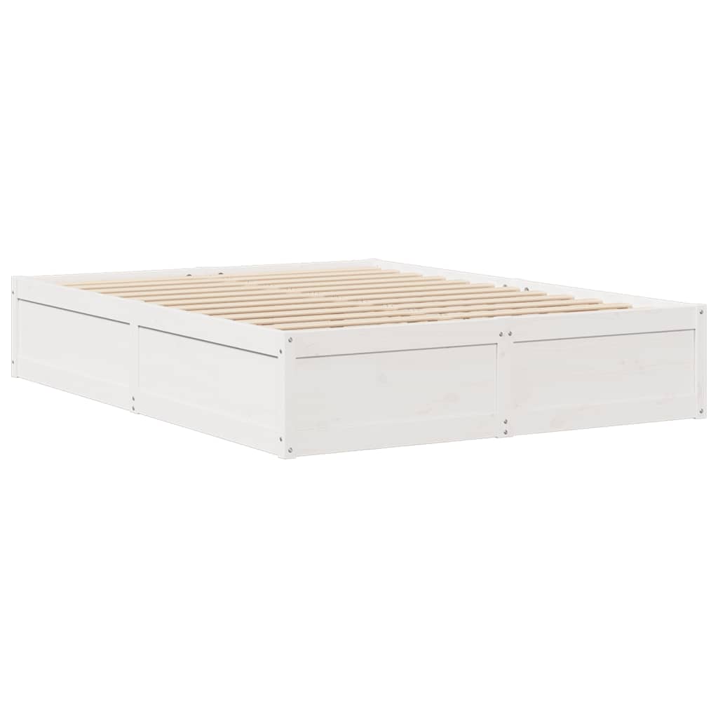 Bed Frame without Mattress White 150x200 cm King Size Solid Wood Pine