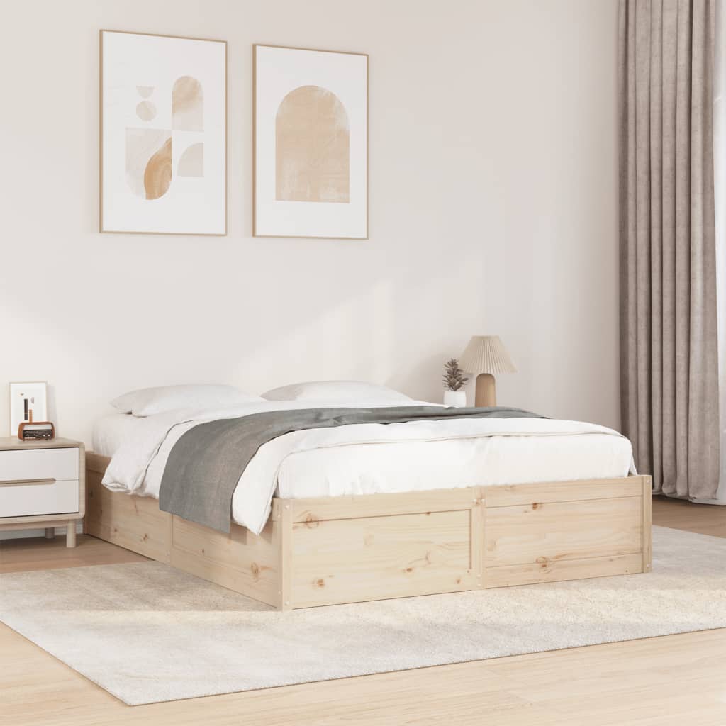 Bed Frame without Mattress 140x200 cm Solid Wood Pine